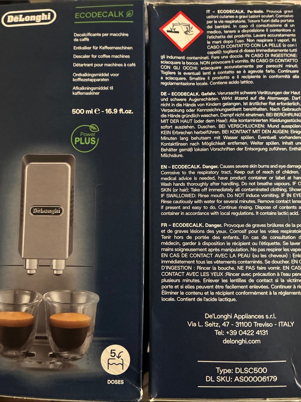 De'Longhi EcoDecalk Descaler for Coffee Machines - Gray/Black Box 2 pack